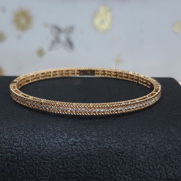 Authentic New Roberto Coin Diamond Symphony Princess Bangle In 18kt Rose Gold - Picture 6 of 16